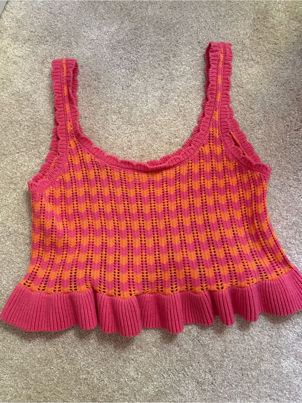 Altar'd State Pink & Orange Lightweight Knit Sweater Tank Top
